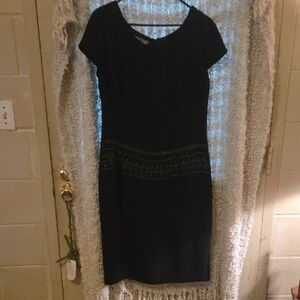 Maggy London Black Midi Dress with Silver Accents